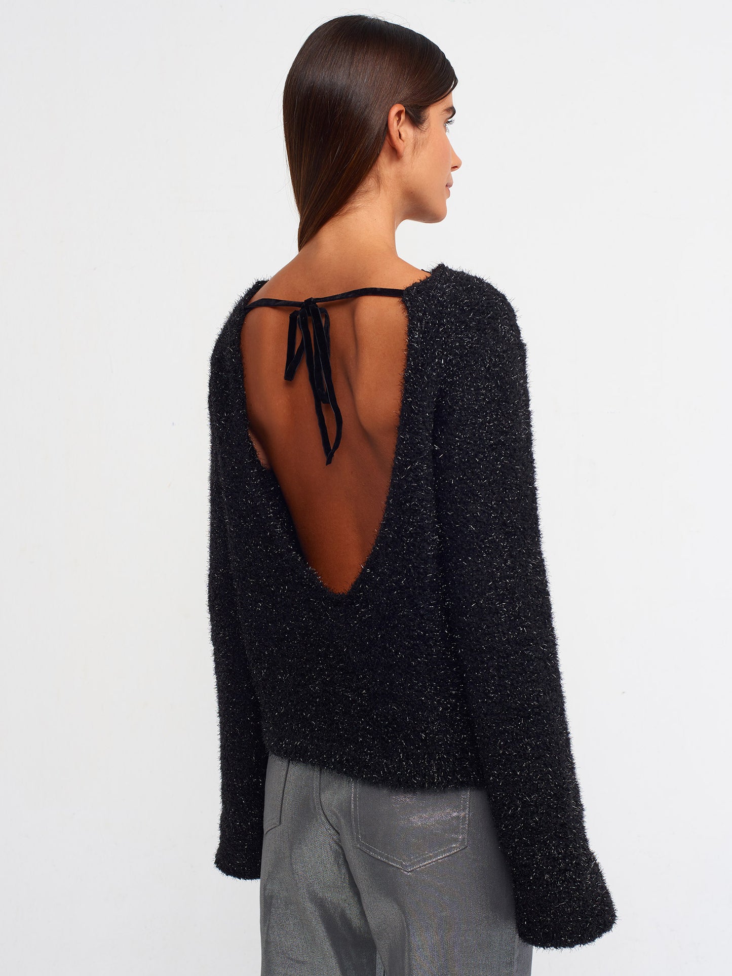 Open-Back Sparkle Knit