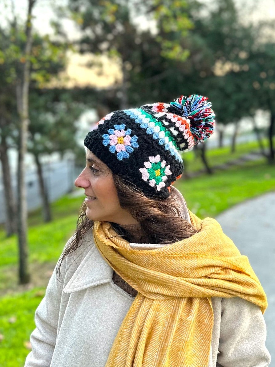 Hand-knitted Granny Square Beanie