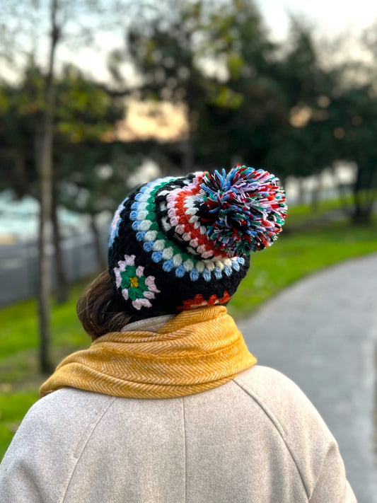 Hand-knitted Granny Square Beanie