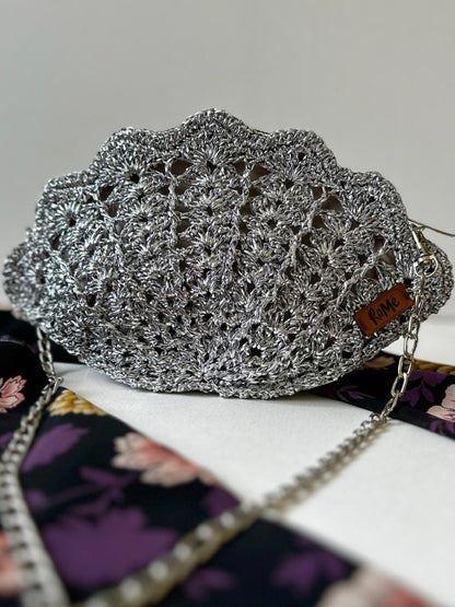 Handmade Seashell Bag Metallic Yarn