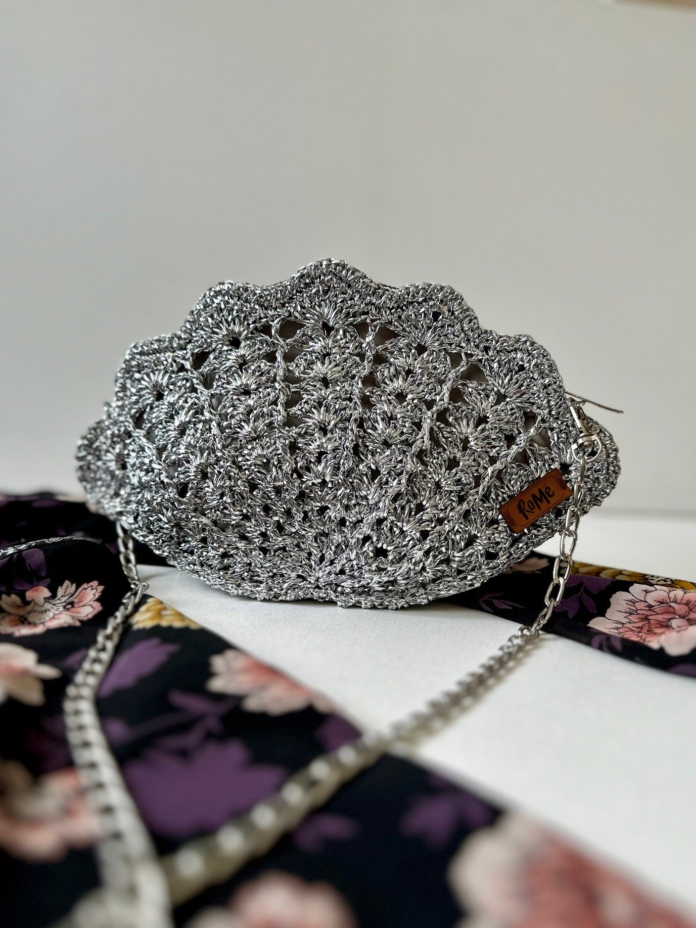 Handmade Seashell Bag Metallic Yarn