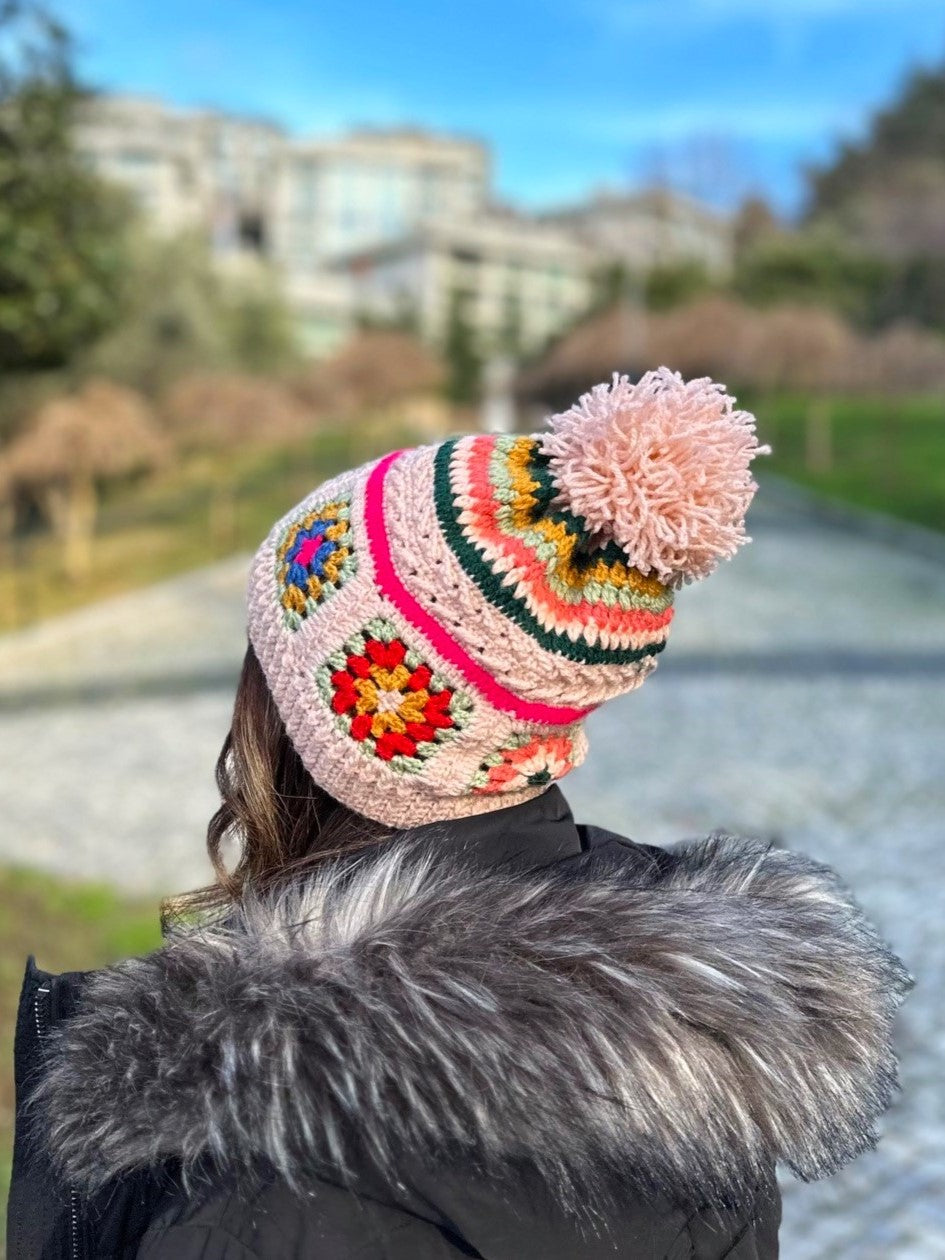 Hand-knitted Granny Square Beanie