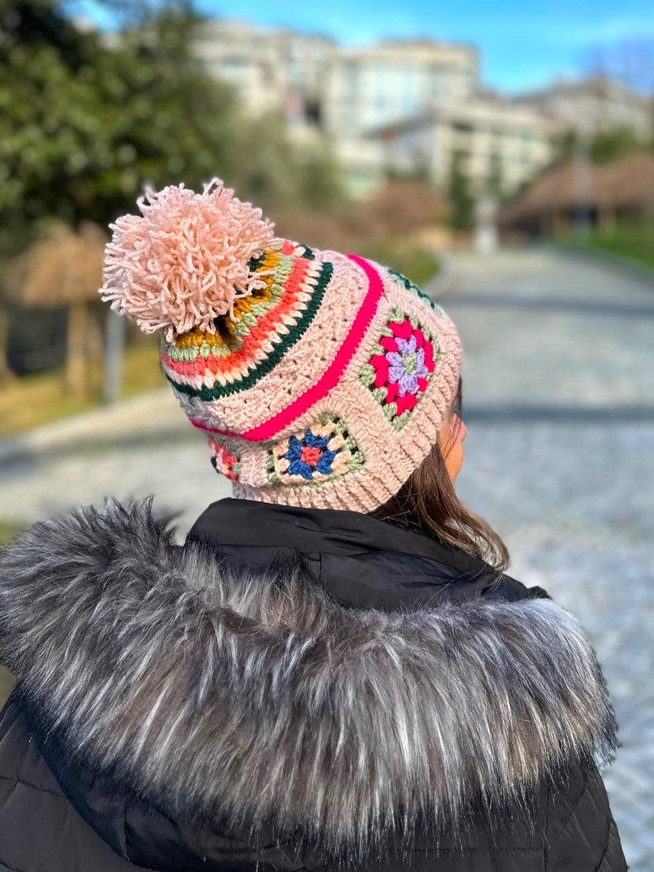 Hand-knitted Granny Square Beanie