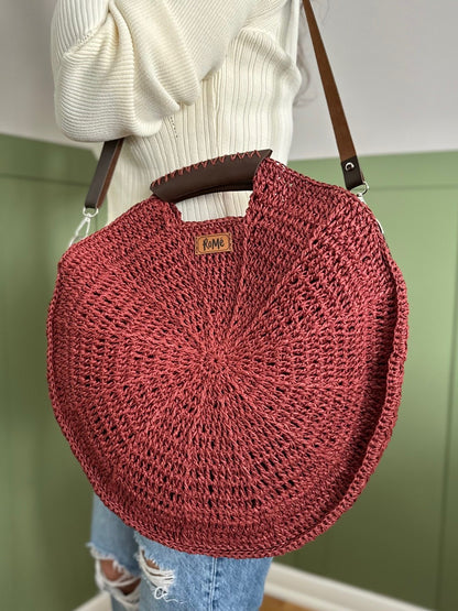 Handmade Round Rattan Tote Bag