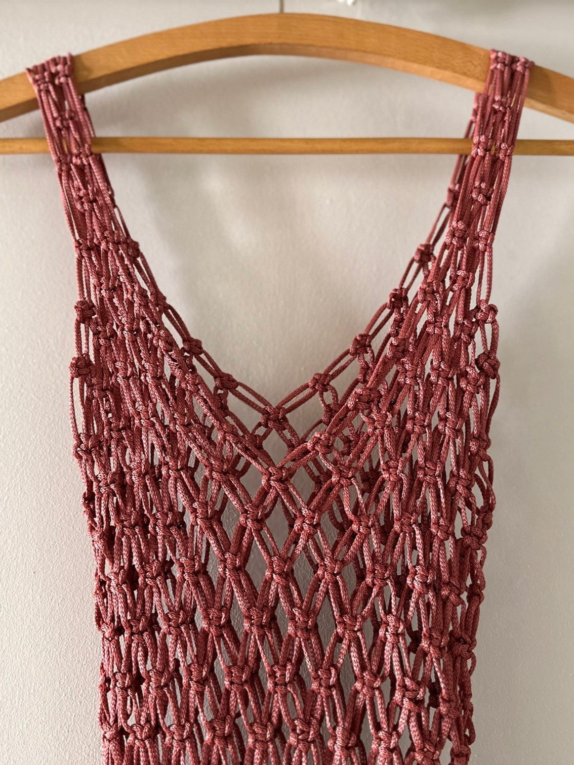 Hand-knitted Macrame Mesh Knit Mini Dress