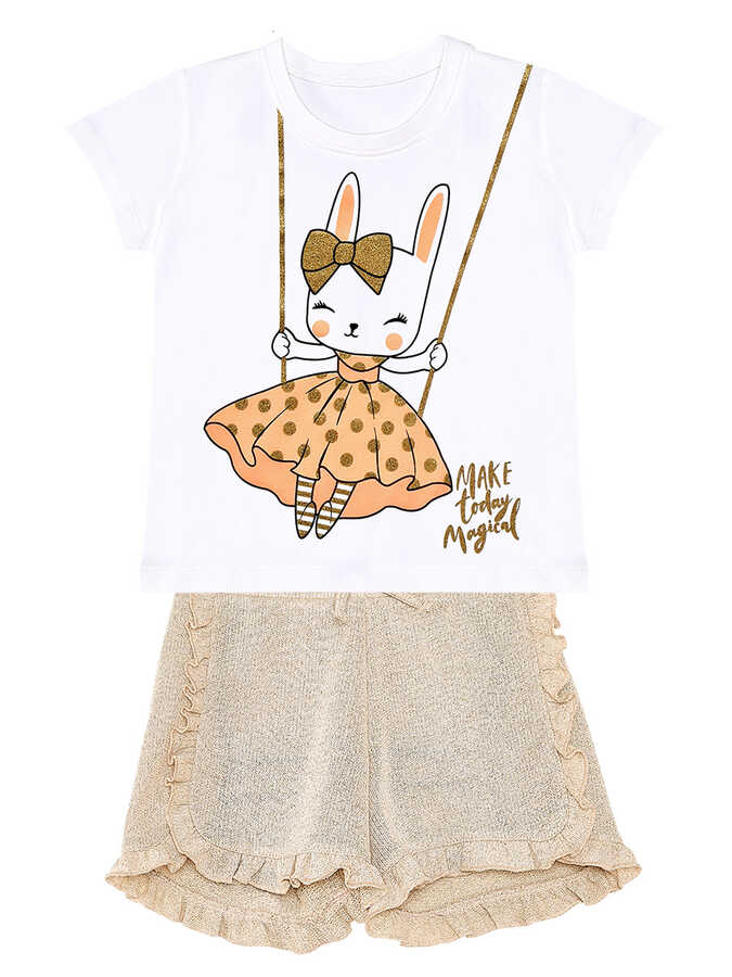 Golden Bunny Top & Shorts Set  - Kids