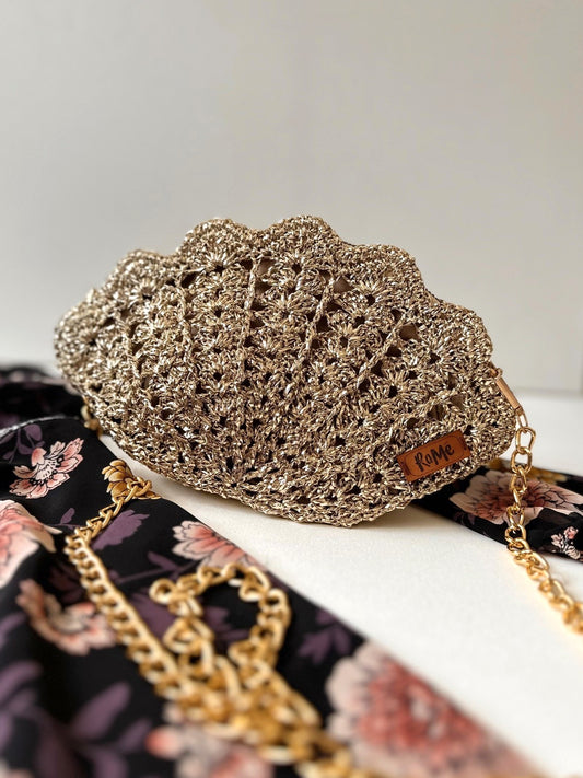 Handmade Seashell Bag Metallic Yarn